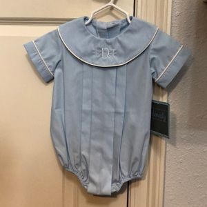 9 month boy bubble NWT with monogram initials